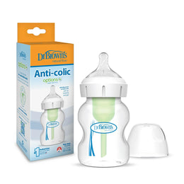 Dr. Brown's Natural Flow Anti-Colic Options+ Wide-Neck Baby Bottle, with Level 1 Slow Flow Nipple150 ml
