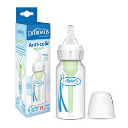 Dr. Brown's Natural Flow Anti-Colic Options+ Narrow Baby Bottle, with Level 1 Slow Flow Nipple 120ml